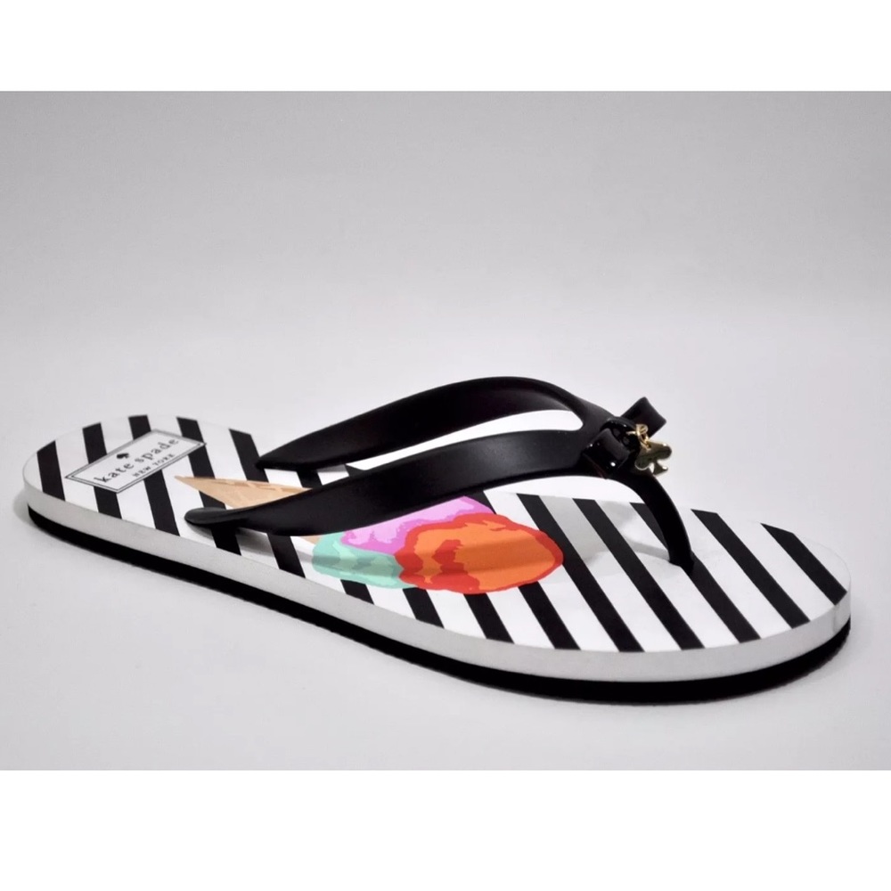 kate spade flip flops ice cream stripe Fifi Blk 9M